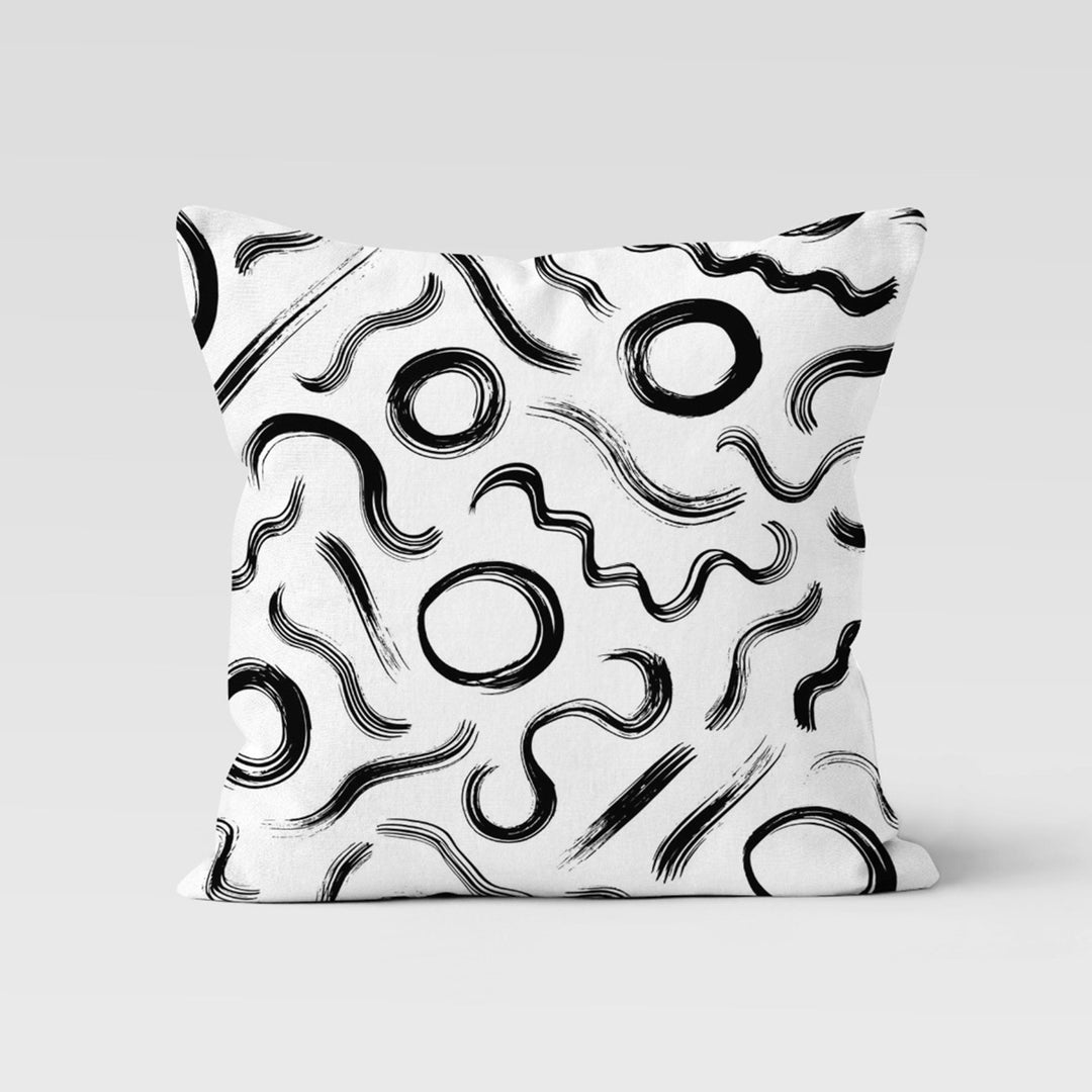 Abstract Geometric Pillow Cover|Black White Abstract Cushion Case|Decorative Pillow Top|Boho Bedding Decor|Contemporary Throw Pillowcase