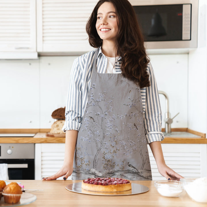 Floral Kitchen Apron|Floral Bird Print Cooking Apron with Adjustable Neck and Waist Strap|Summer Trend Cute Kitchen Gift For Him or Her