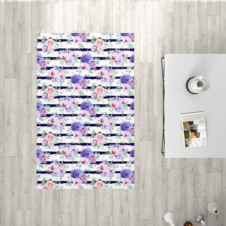 Floral Rectangle Rug|Non-Slip Carpet|Geometric 3D Design Carpet|Decorative Area Rug|Flower Print Home Decor|Multi-Purpose Anti-Slip Rug