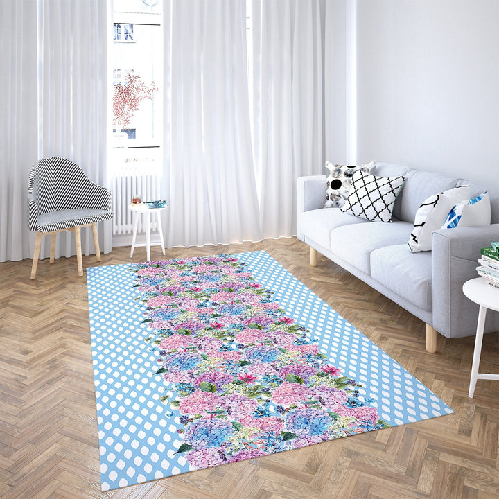 Floral Rectangle Rug|Non-Slip Carpet|Geometric 3D Design Carpet|Decorative Area Rug|Flower Print Home Decor|Multi-Purpose Anti-Slip Rug