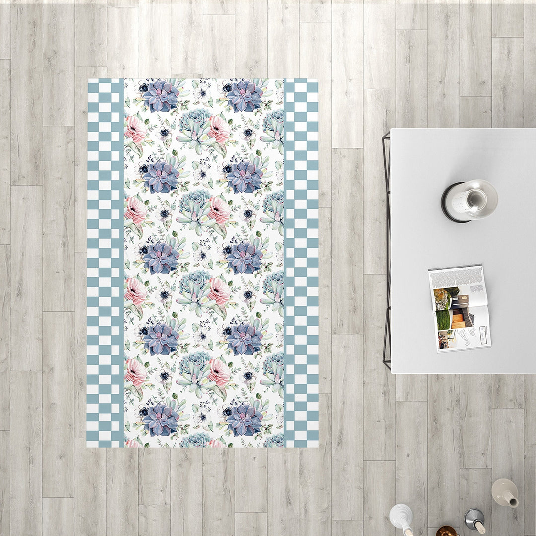 Floral Rectangle Rug|Non-Slip Carpet|Geometric 3D Design Carpet|Decorative Area Rug|Flower Print Home Decor|Multi-Purpose Anti-Slip Rug