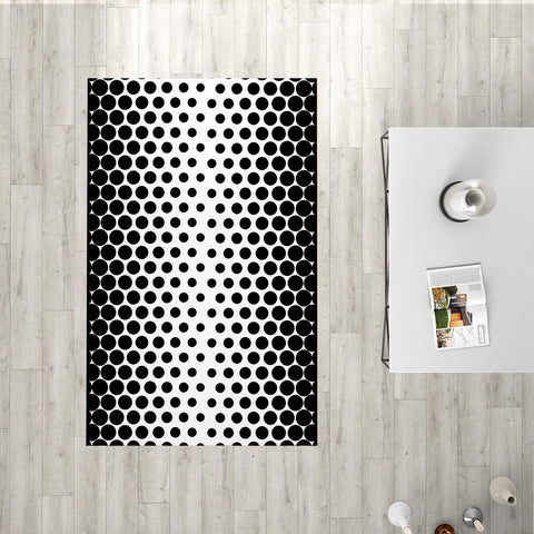 Geometric Rectangle Rug|Non-Slip Carpet|Black White 3D Design Carpet|Decorative Area Rug|Seamless Pattern Decor|Multi-Purpose Anti-Slip Rug