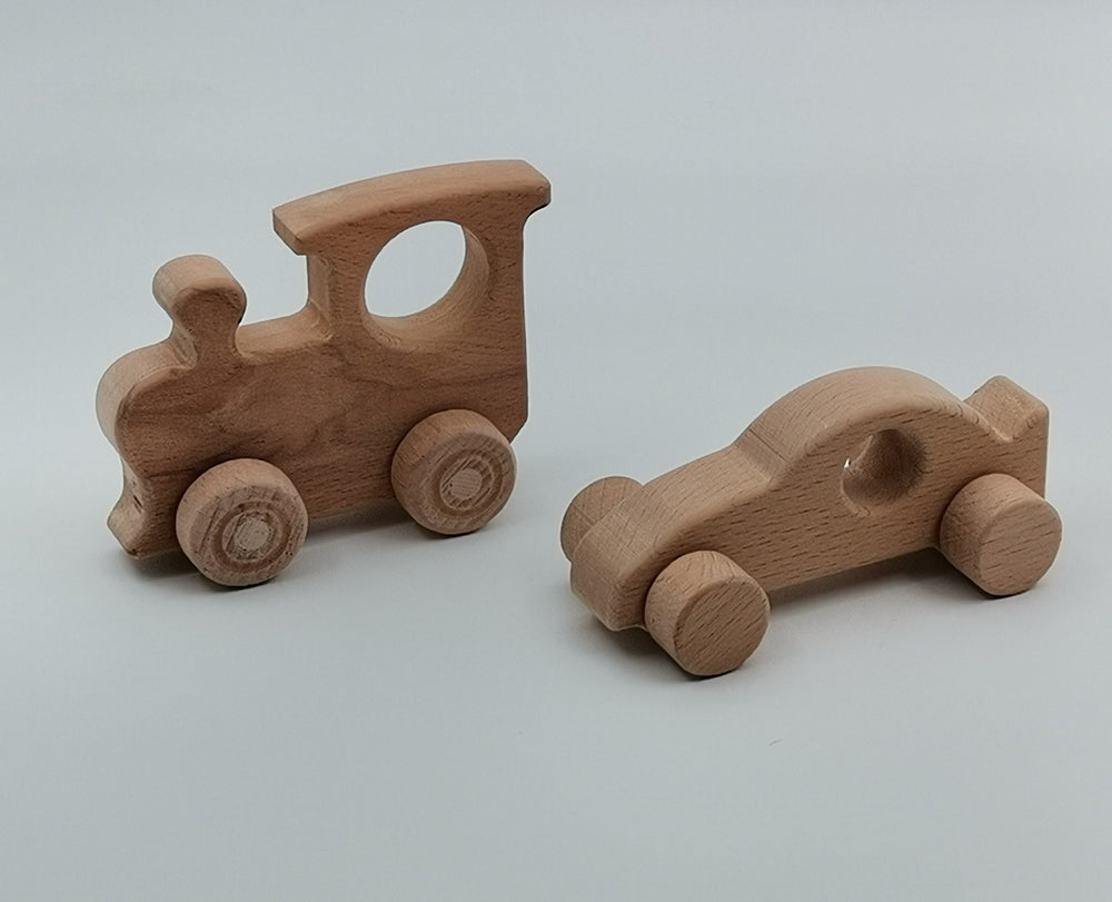 Set of 2 Wooden Locomotive and Car Push Toy|Wood Locomotive Toy|Wood Car Toy|Handmade Toy For Toddlers|Birthday Gift For Kids|Waldorf Toy