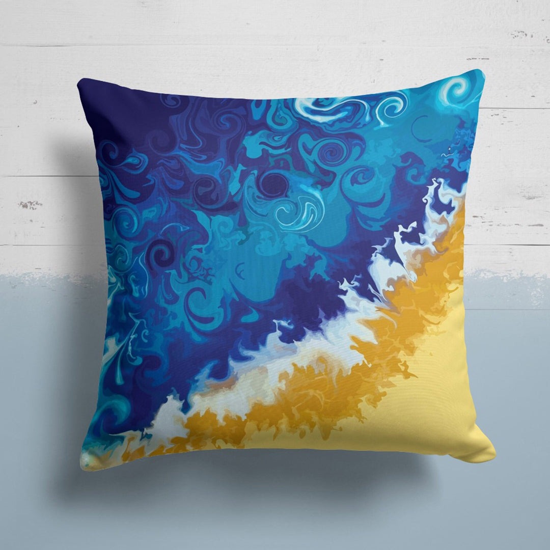 Beach House Pillow Case|Coastal Starfish Throw Pillow Cover|Seahorse, Seashell and Fish Print Cushion Cover|Abstract Sea Wave Home Decor