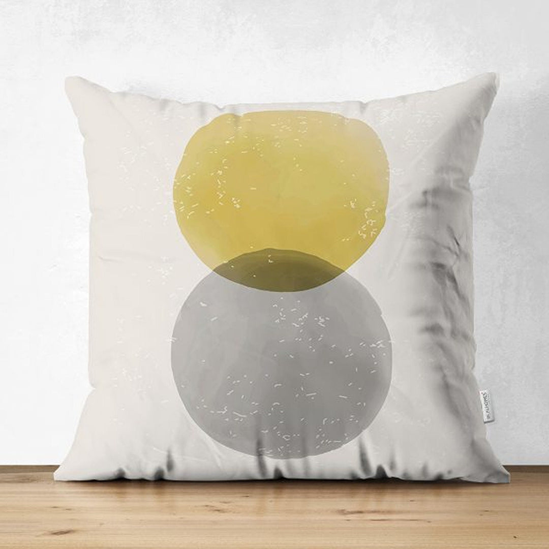 Abstract Pillow Cover|Decorative Double-Sided Pillowtop|Farmhouse Style Round Shapes Cushion|Boho Pillowcase|Abstract Geometric Cushion