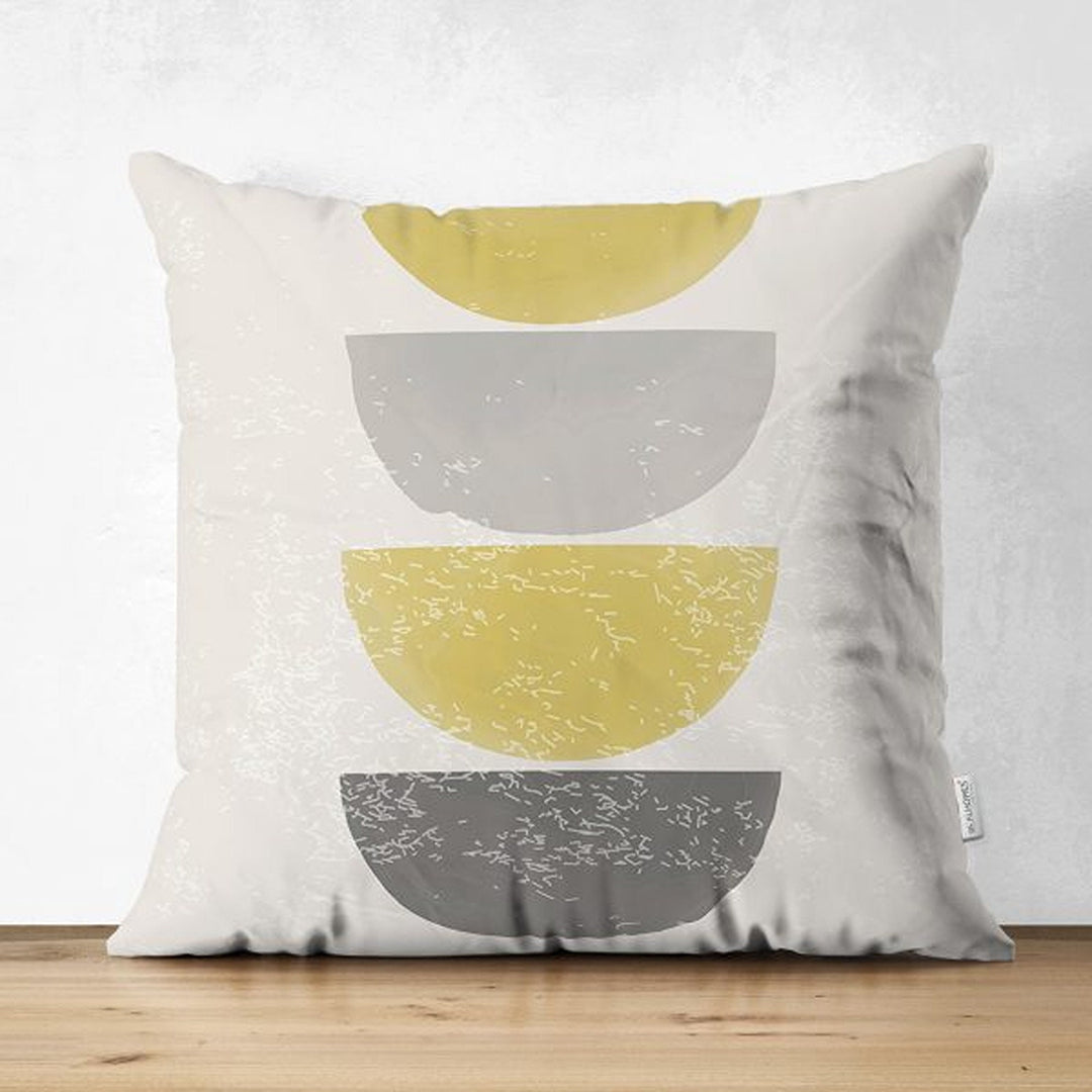 Abstract Pillow Cover|Decorative Double-Sided Pillowtop|Farmhouse Style Round Shapes Cushion|Boho Pillowcase|Abstract Geometric Cushion