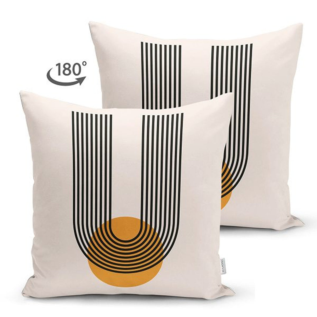 Abstract Pillow Cover|Circles and Lines Pillowcase|Abstract Geometric Cushion|Decorative Double-Sided Pillowtop|Farmhouse Authentic Cushion