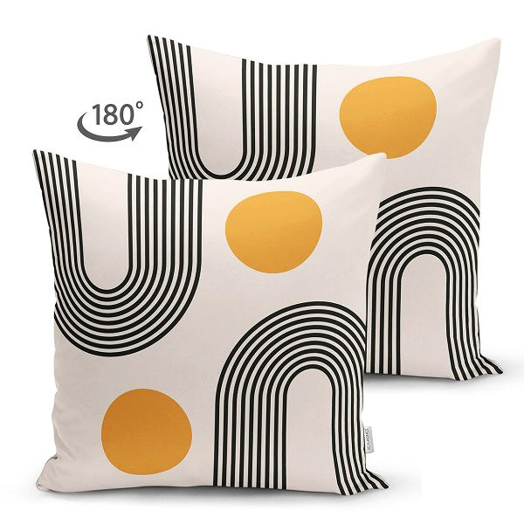 Abstract Pillow Cover|Circles and Lines Pillowcase|Abstract Geometric Cushion|Decorative Double-Sided Pillowtop|Farmhouse Authentic Cushion