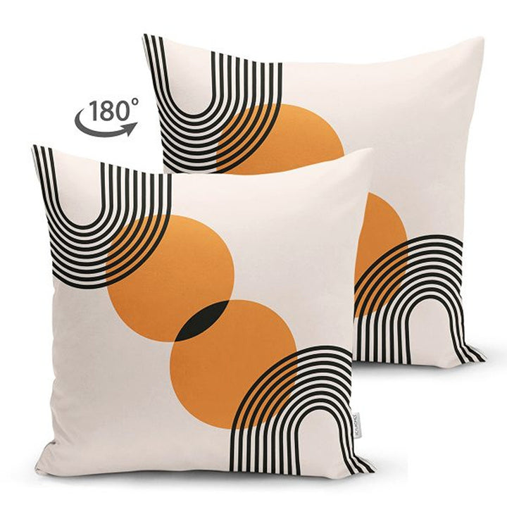 Abstract Pillow Cover|Circles and Lines Pillowcase|Abstract Geometric Cushion|Decorative Double-Sided Pillowtop|Farmhouse Authentic Cushion