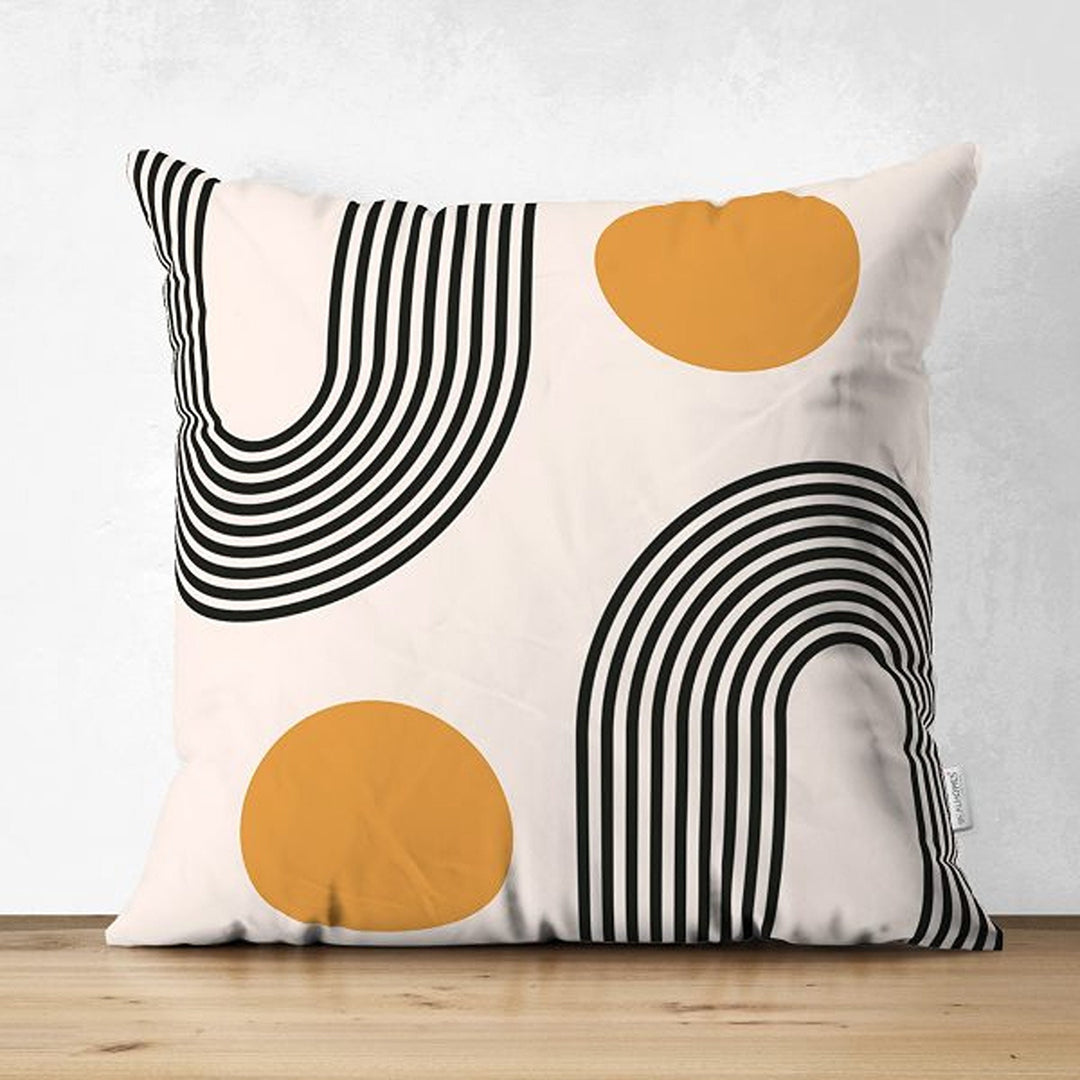 Abstract Pillow Cover|Circles and Lines Pillowcase|Abstract Geometric Cushion|Decorative Double-Sided Pillowtop|Farmhouse Authentic Cushion