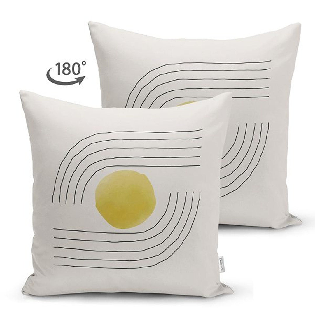 Abstract Pillow Cover|Circle and Lines Pillowcase|Abstract Onedraw Cushion Cover|Decorative Double-Sided Pillowtop|Farmhouse Style Cushion