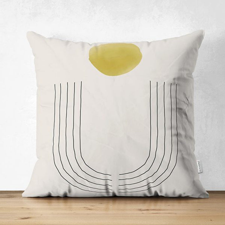 Abstract Pillow Cover|Circle and Lines Pillowcase|Abstract Onedraw Cushion Cover|Decorative Double-Sided Pillowtop|Farmhouse Style Cushion