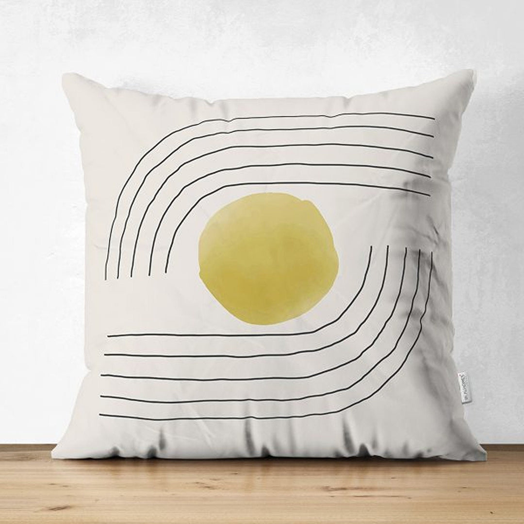 Abstract Pillow Cover|Circle and Lines Pillowcase|Abstract Onedraw Cushion Cover|Decorative Double-Sided Pillowtop|Farmhouse Style Cushion