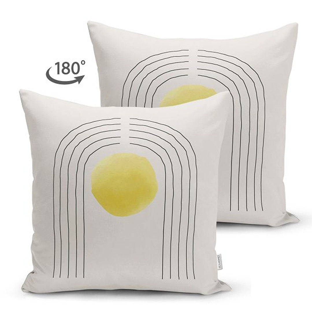 Abstract Pillow Cover|Circle and Lines Pillowcase|Abstract Onedraw Cushion Cover|Decorative Double-Sided Pillowtop|Farmhouse Style Cushion