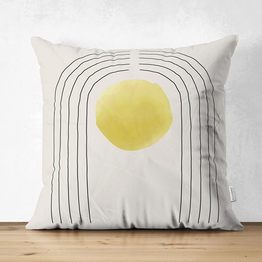 Abstract Pillow Cover|Circle and Lines Pillowcase|Abstract Onedraw Cushion Cover|Decorative Double-Sided Pillowtop|Farmhouse Style Cushion