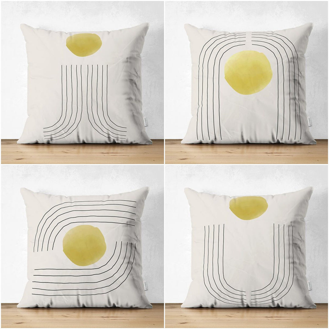 Abstract Pillow Cover|Circle and Lines Pillowcase|Abstract Onedraw Cushion Cover|Decorative Double-Sided Pillowtop|Farmhouse Style Cushion