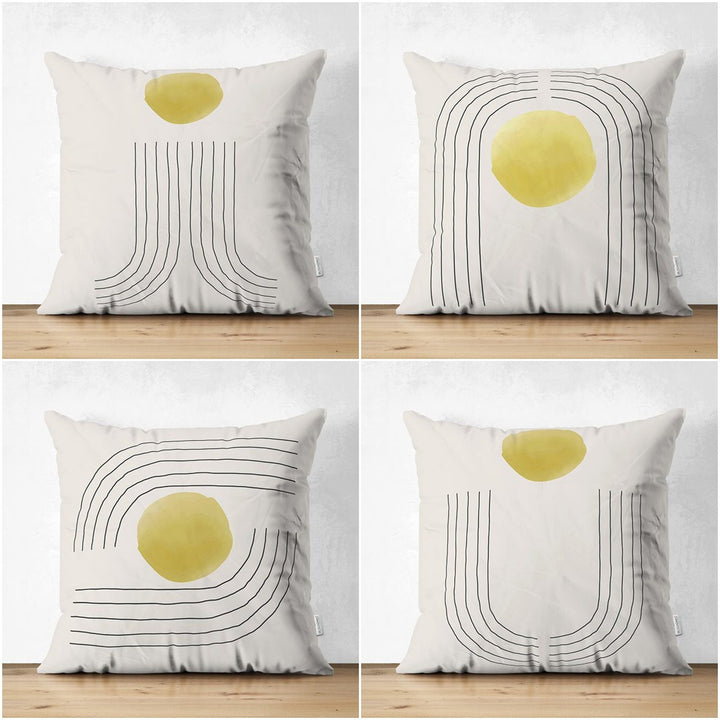 Abstract Pillow Cover|Circle and Lines Pillowcase|Abstract Onedraw Cushion Cover|Decorative Double-Sided Pillowtop|Farmhouse Style Cushion