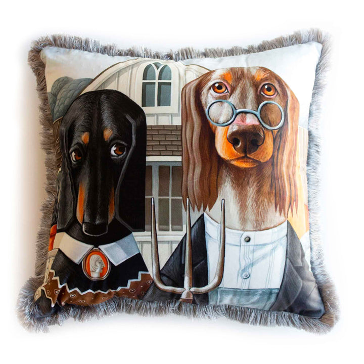 Royal Dog Pillow Cover|Frilly Funny Dog Cushion Case|Pet Costume Pillowcase|Decorative Animal Throw Pillow Cover|Pet Portrait Cushion Case