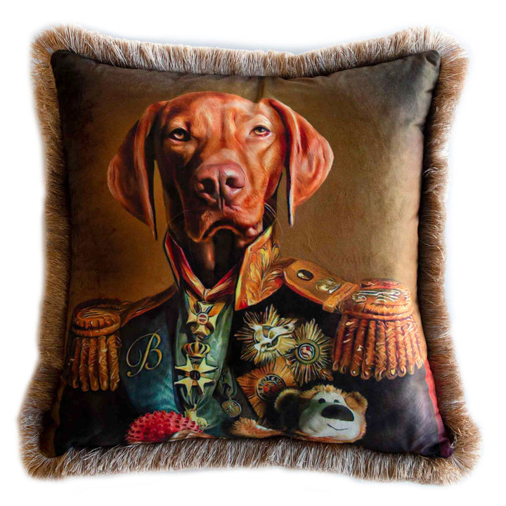 Royal Dog Pillow Cover|Frilly Funny Dog Cushion Case|Pet Costume Pillowcase|Decorative Animal Throw Pillow Cover|Pet Portrait Cushion Case