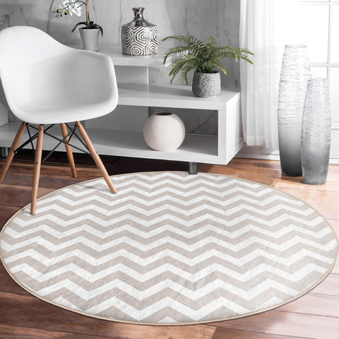 Zigzag Round Rug|Non-Slip Round Carpet|Geometric Circle Carpet|Decorative Area Rug|Zigzag Home Decor|Multi-Purpose Colorful Anti-Slip Mat