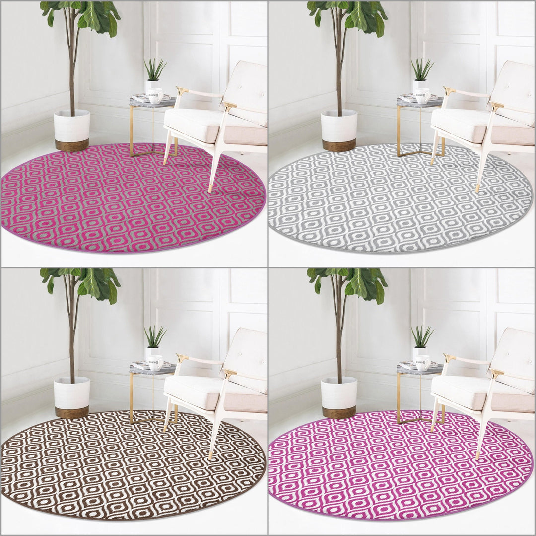 IKAT Design Round Rug|Non-Slip Round Carpet|Geometric Circle Carpet|Decorative Area Rug|IKAT Home Decor|Multi-Purpose Colorful Anti-Slip Mat