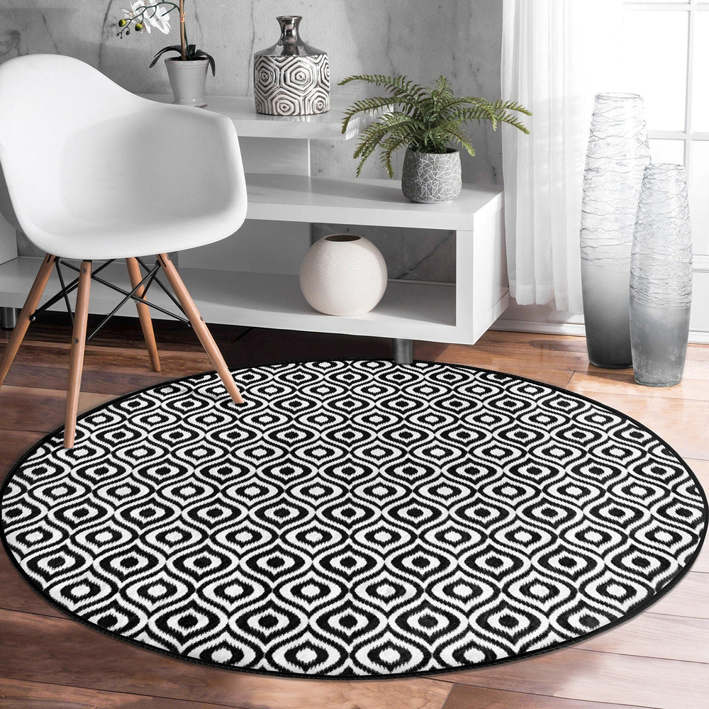 IKAT Design Round Rug|Non-Slip Round Carpet|Geometric Circle Carpet|Decorative Area Rug|IKAT Home Decor|Multi-Purpose Colorful Anti-Slip Mat