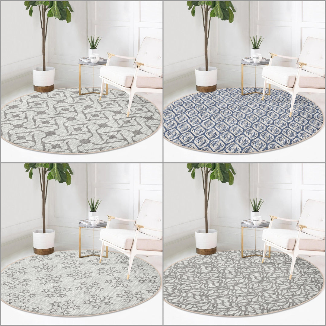 Abstract Design Round Rug|Non-Slip Round Carpet|Geometric Circle Carpet|Abstract Area Rug|Gray Home Decor|Decorative Multi-Purpose Mat