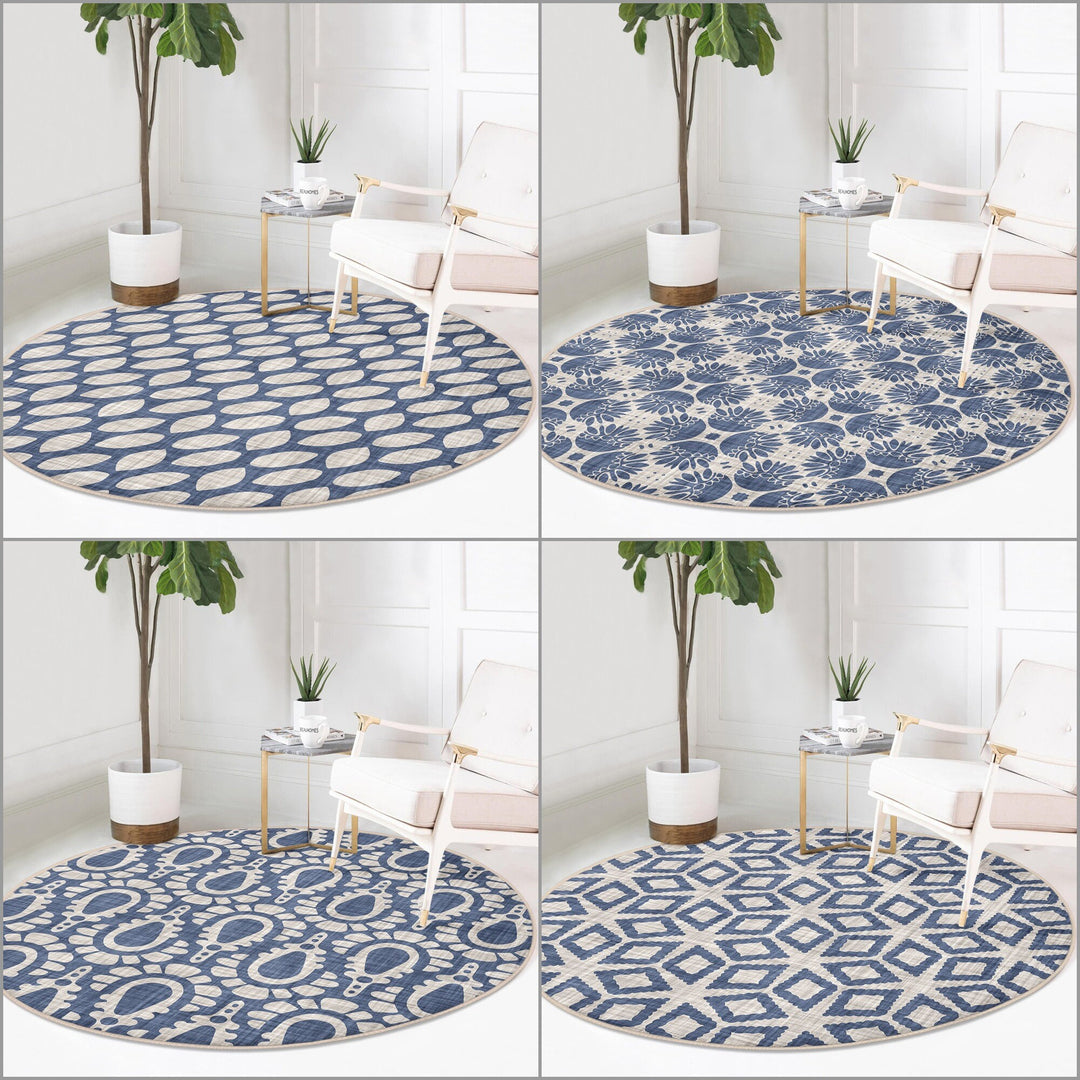 Abstract Design Round Rug|Non-Slip Round Carpet|Geometric Circle Carpet|Abstract Area Rug|Gray Home Decor|Decorative Multi-Purpose Mat