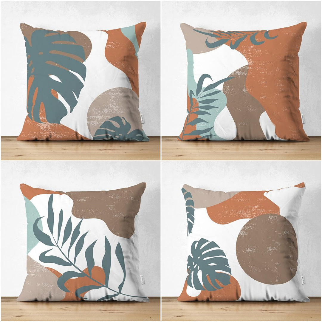 Abstract Pillow Cover|Tropical Leaf Cushion Case|Decorative Farmhouse Pillowtop|Cozy Home Decor|Housewarming Plant Print Throw Pillowcase