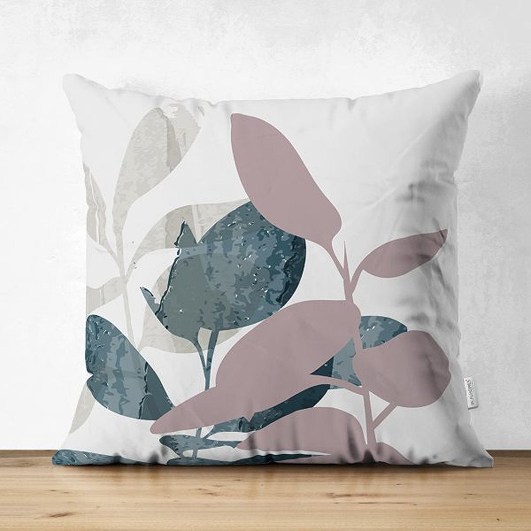 Abstract Pillow Cover|Leaf Drawing Cushion Case|Decorative Farmhouse Pillowtop|Cozy Home Decor|Housewarming Plant Print Throw Pillowcase