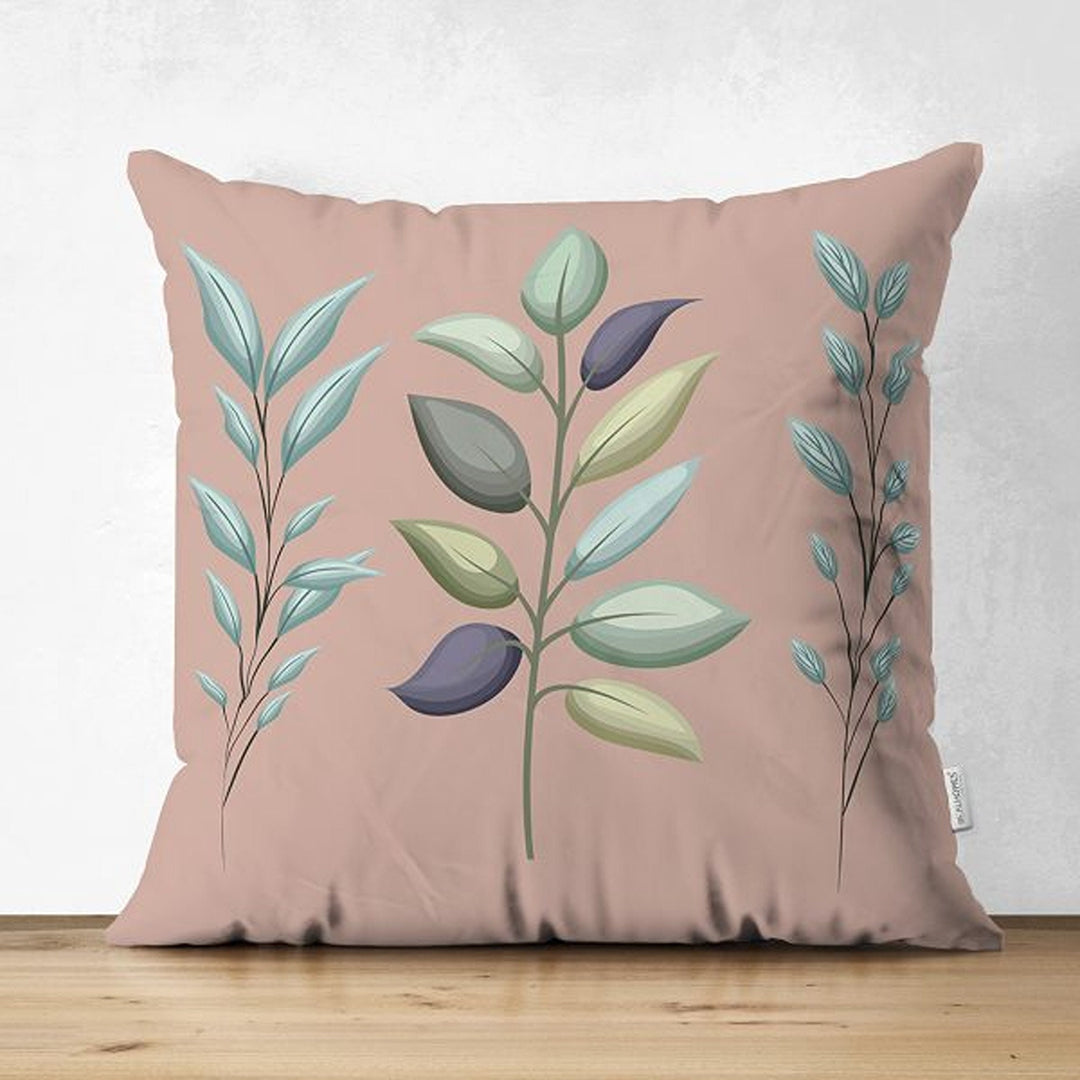 Plant Pillow Cover|Leaf Print Cushion Case|Decorative Farmhouse Style Pillowtop|Cozy Home Decor|Housewarming Plant Print Throw Pillowcase