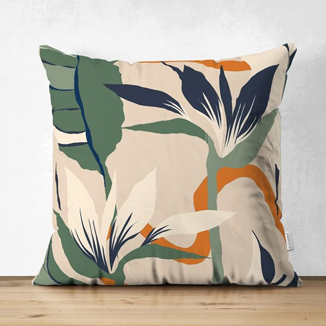 Abstract Pillow Cover|Tropical Leaf Cushion Case|Decorative Farmhouse Pillowtop|Cozy Home Decor|Housewarming Plant Print Throw Pillowcase