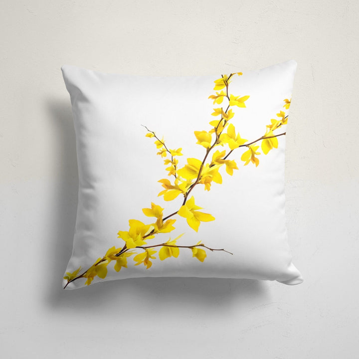 Yellow Floral Pillow Cover|Yellow Poppy and Berries Cushion Case|Summer Trend Throw Pillow|Boho Bedding Decor|Housewarming Farmhouse Cushion