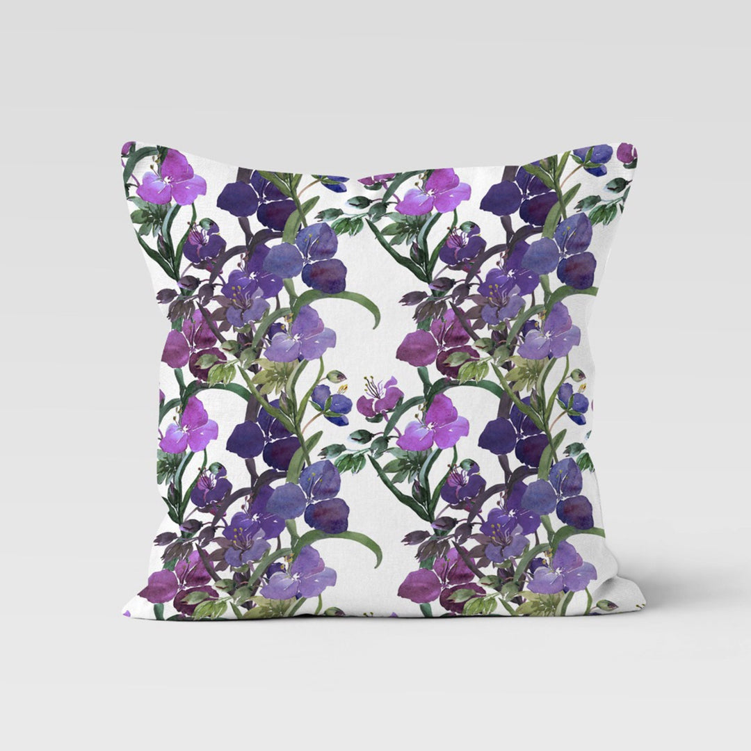 Purple Floral Pillow Cover|Summer Trend Cushion|Decorative Throw Pillow Case|Flower Painting Home Decor|Housewarming Farmhouse Pillowcase