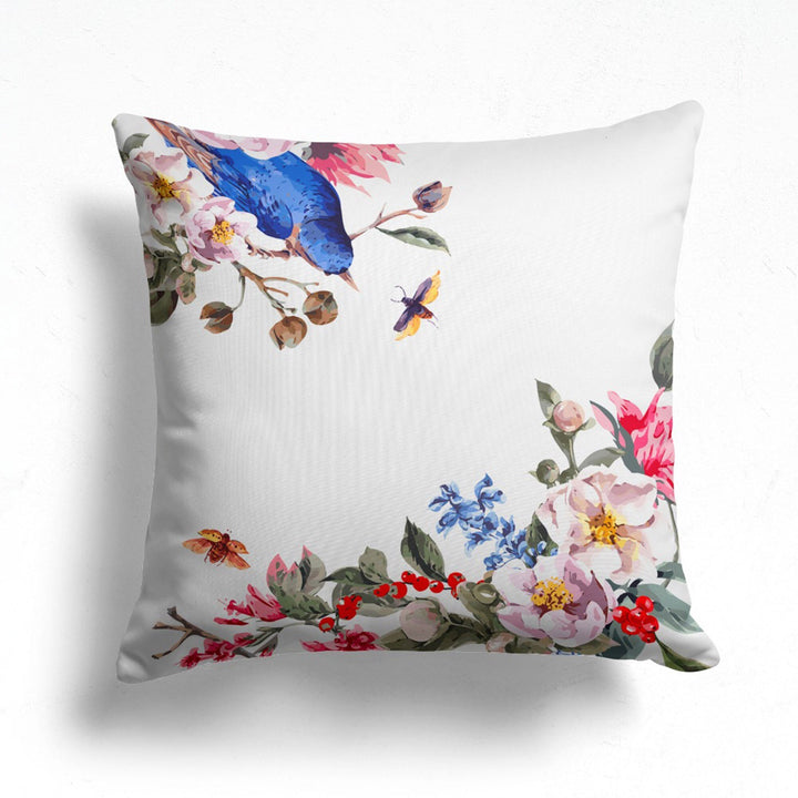 Floral Bird Pillow Case|Bird and Flower Print Pillowcase|Decorative Floral Cushion Cover|Housewarming Decor|Farmhouse Porch Cushion Case