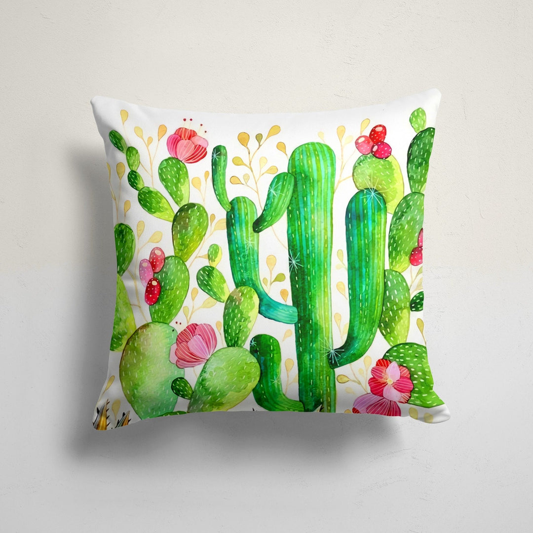 Cactus Pillow Cover|Succulent Cushion Case|Decorative Pillowcase|Boho Bedding Home Decor|Housewarming Farmhouse Floral Cactus Throw Pillow