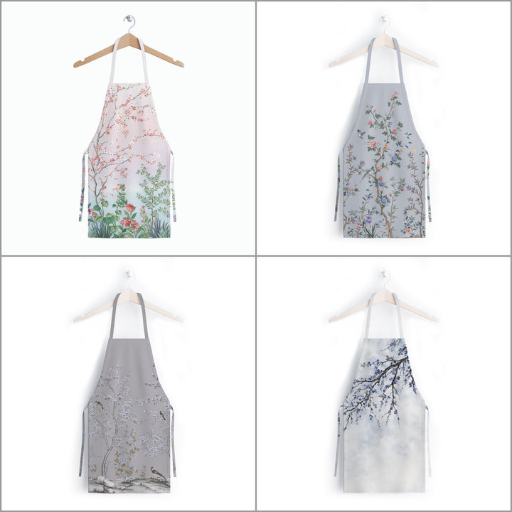 Floral Kitchen Apron|Floral Bird Print Cooking Apron with Adjustable Neck and Waist Strap|Summer Trend Cute Kitchen Gift For Him or Her