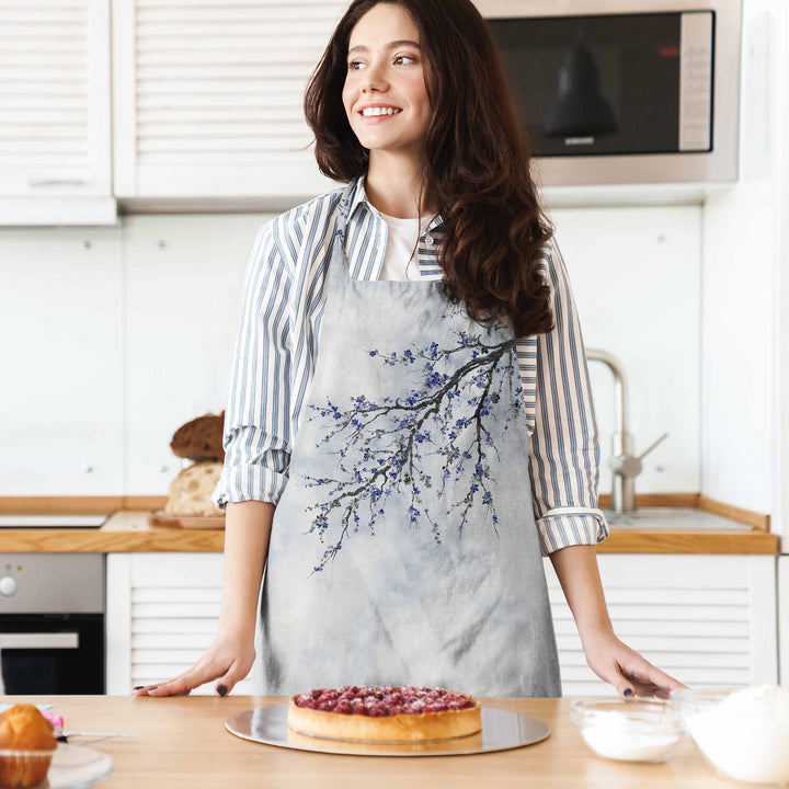 Floral Kitchen Apron|Floral Bird Print Cooking Apron with Adjustable Neck and Waist Strap|Summer Trend Cute Kitchen Gift For Him or Her