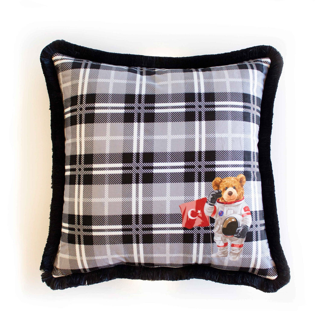 Cute Bear Pillow Cover|Frilly Bear in Suit Themed Cushion Case|Plaid Astronaut and Baseball Player Bear Pillowcase|Animal Throw Pillow Cover