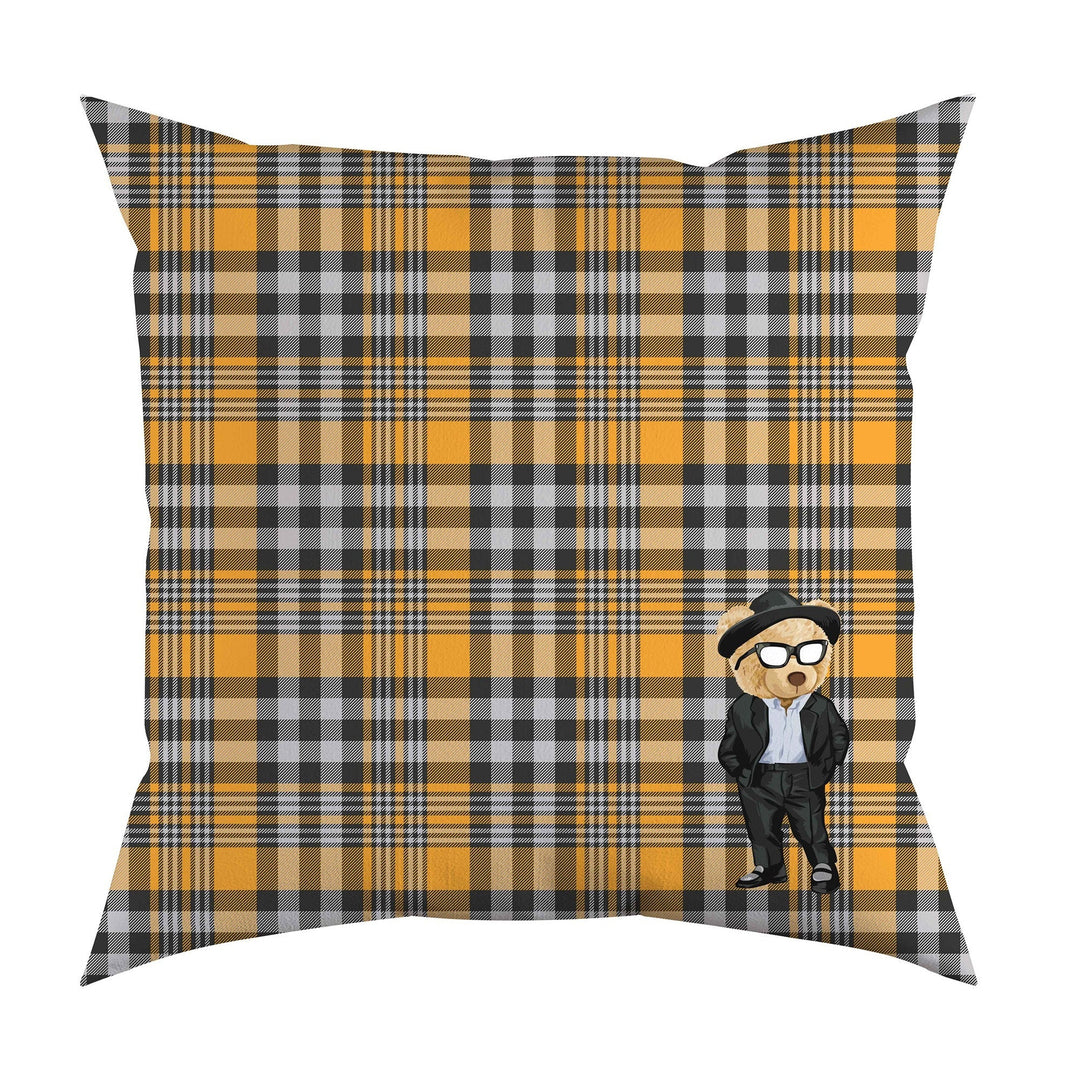 Cute Bear Pillow Cover|Frilly Bear in Suit Themed Cushion Case|Plaid Astronaut and Baseball Player Bear Pillowcase|Animal Throw Pillow Cover