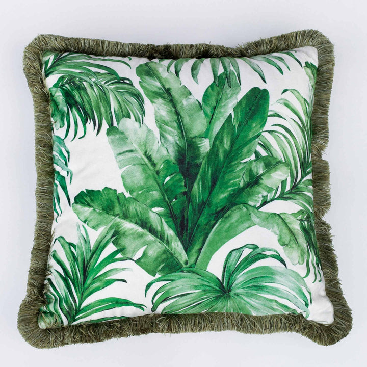 Tropical Pillow Cover|Frilly Jungle Cushion Case|Parrots in Forest Pillowcase|Green Leaves Cushion Cover|Tiger Print Throw Pillow Cover