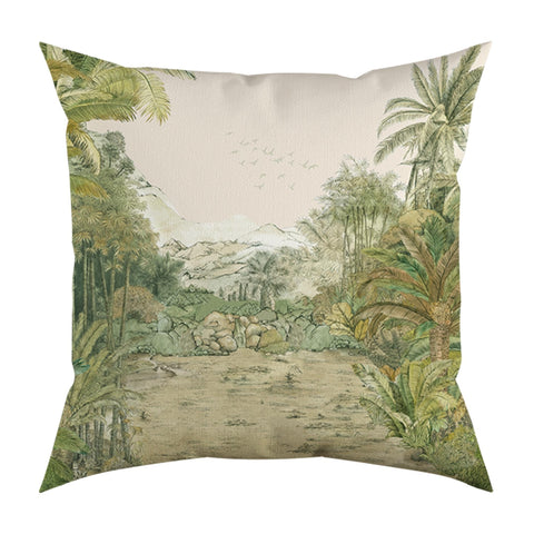 Tropical Landscape Pillow Cover|Frilly Palm Tree Cushion Case|Decorative Pillowcase|Tree Print Cushion Cover|Housewarming Throw Pillow Cover