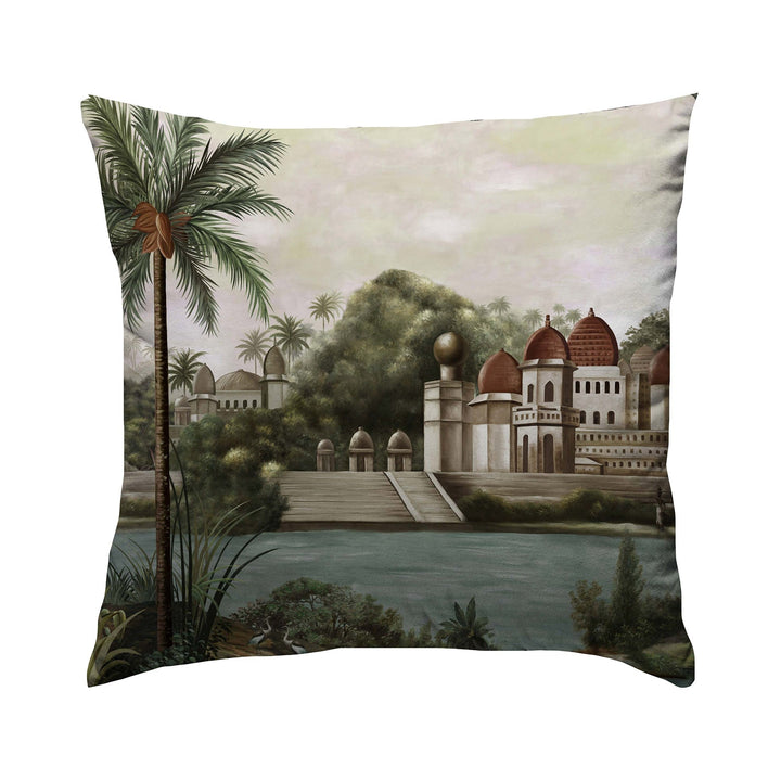 Tropical Landscape Pillow Cover|Frilly Palm Tree Cushion Case|Decorative Pillowcase|Tree Print Cushion Cover|Housewarming Throw Pillow Cover