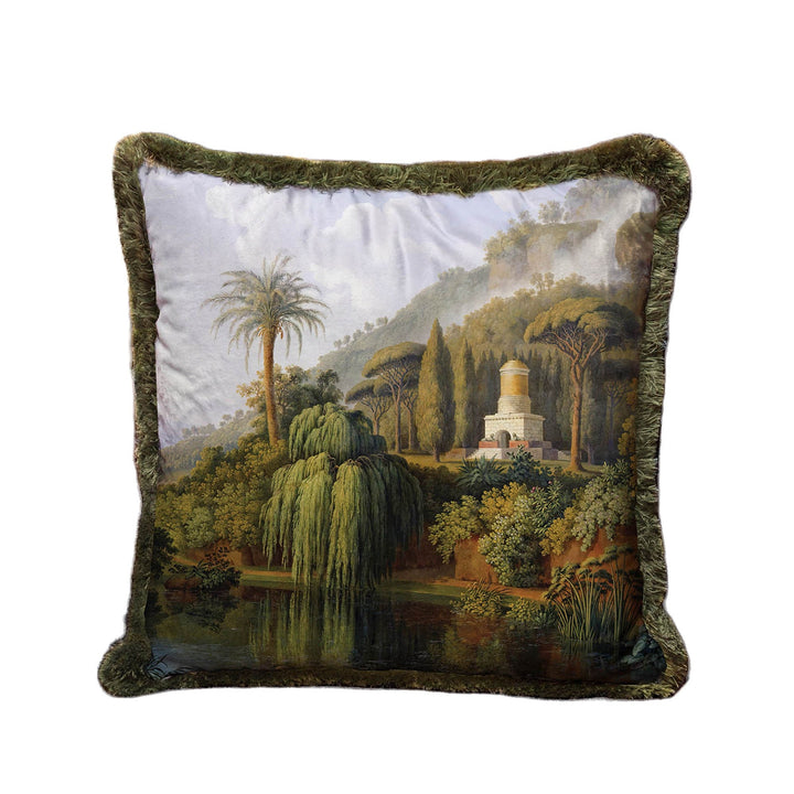 Tropical Landscape Pillow Cover|Frilly Palm Tree Cushion Case|Decorative Pillowcase|Tree Print Cushion Cover|Housewarming Throw Pillow Cover