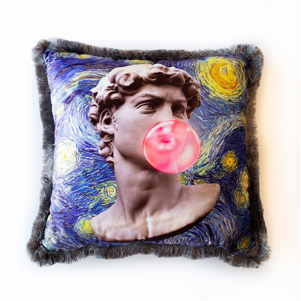 Bust Pillow Cover|Frilly Statue Print Cushion Case|Decorative Digital and Colorful David Pillowcase|Abstract Contemporary Throw Pillow Case