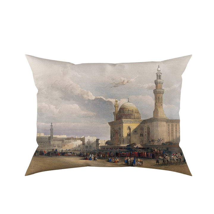 Ottoman Pillow Cover|Frilly Mosque Print Cushion Case|Decorative Authentic Ottoman Palace Pillowcase|Music Chapter Painting Lumbar Pillow