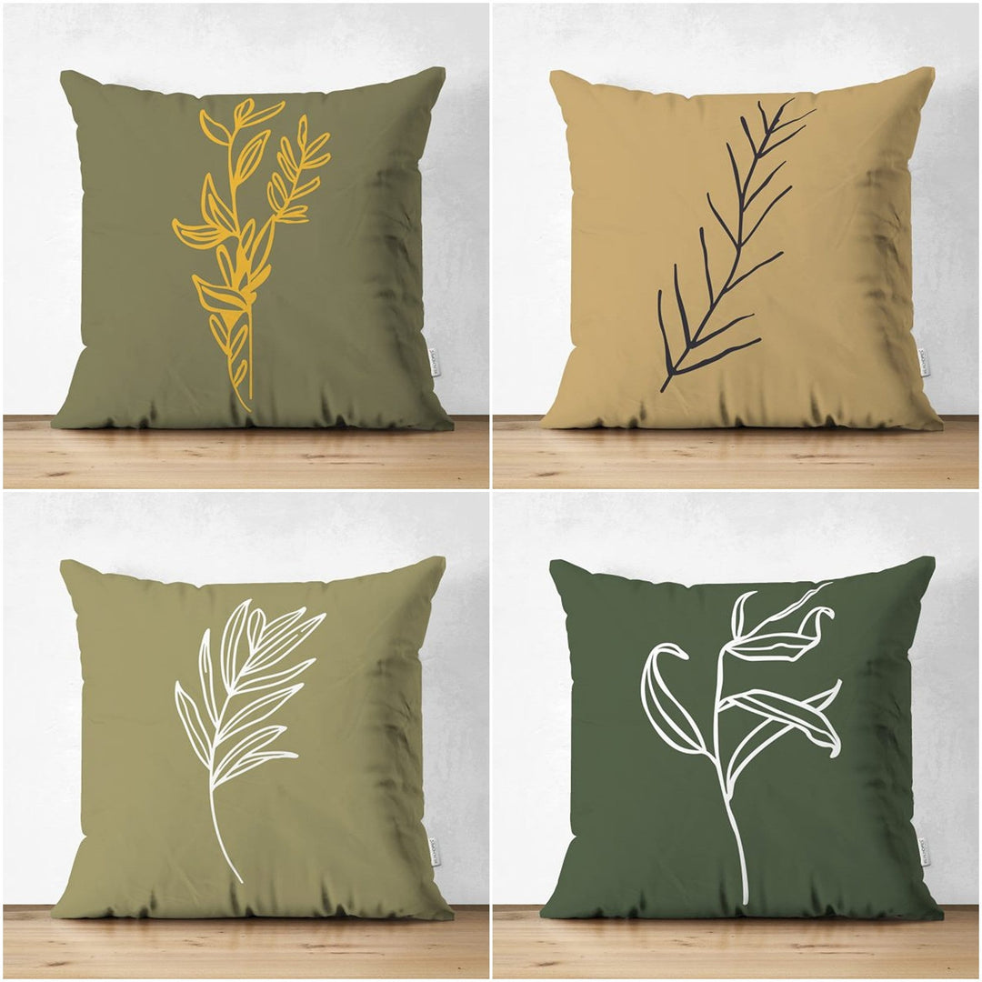 Onedraw Pillow Cover|Abstract Plant Drawing Cushion Case|Boho Pillowcase|Decorative Double-Sided Pillowtop|Minimalist Authentic Cushion Case