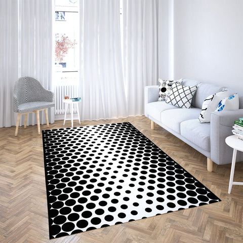 Geometric Rectangle Rug|Non-Slip Carpet|Black White 3D Design Carpet|Decorative Area Rug|Seamless Pattern Decor|Multi-Purpose Anti-Slip Rug