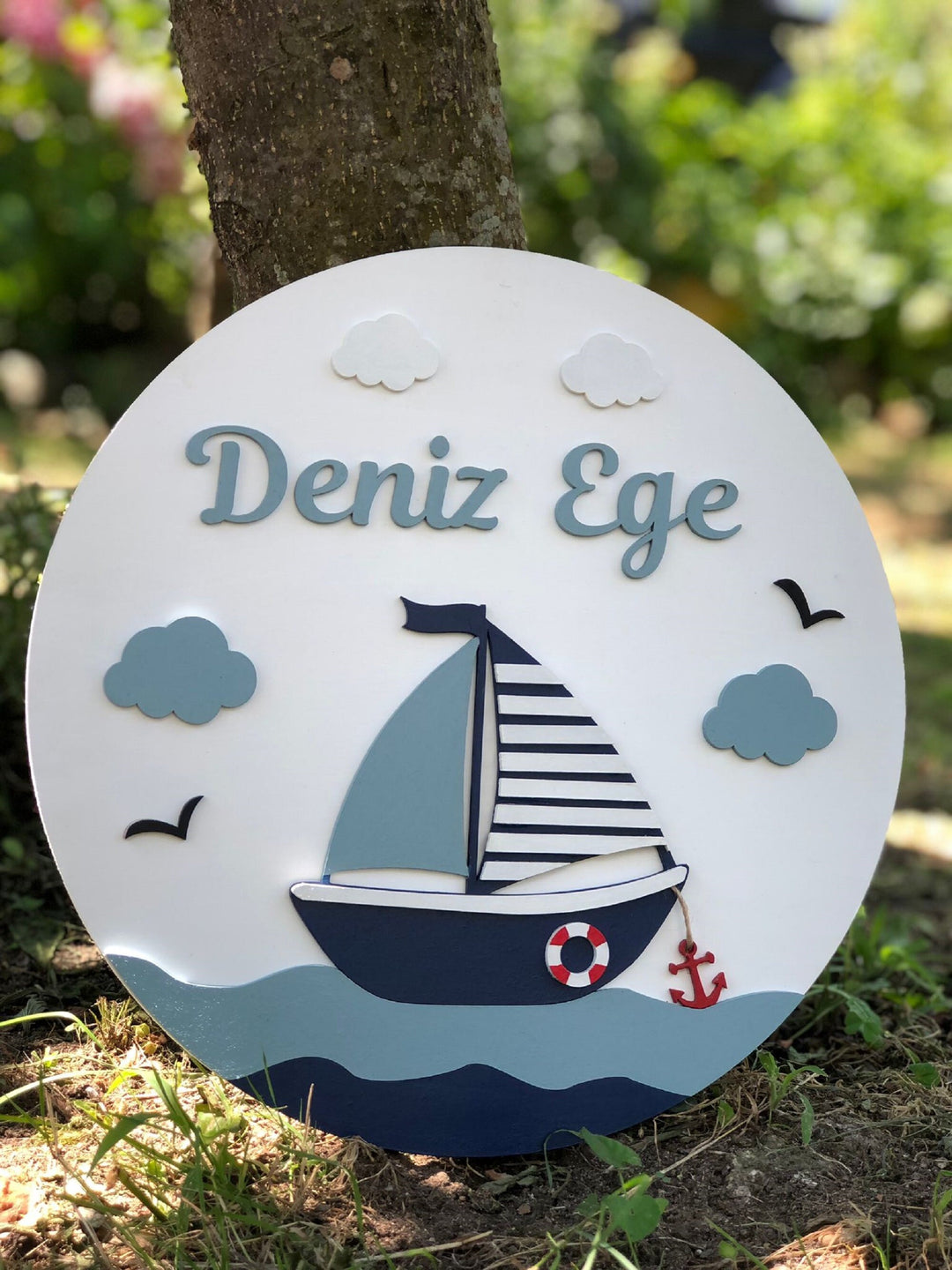 Nautical Themed Kids Name Sign|Personalized Wooden Nursery Decor|First Birthday Gift For Kids|Kids Wall Art|New Mom Gift|Kids Wall Decor