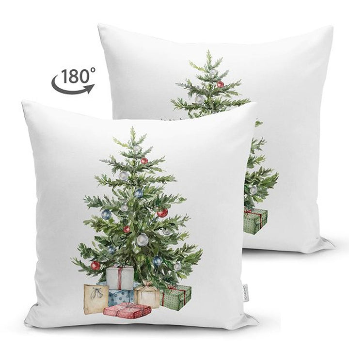 Christmas Pillow Cover|Xmas Bell with Bird Print Cushion Cover|Decorated Pine Tree Throw Pillowcase|Xmas Lantern and Candle Winter Cushion